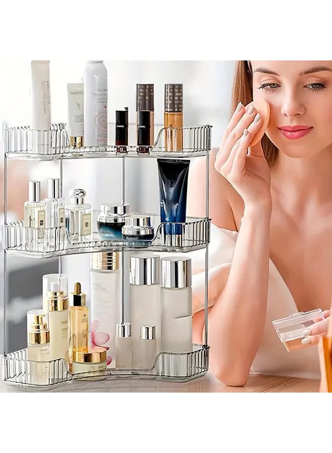 Transparent 2 Layers Corner Storage Rack Acrylic Makeup Organizer For Bathroom Desktop - Image 1
